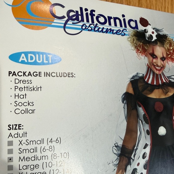 California Costumes Spooky Clown Dress - Black, White, Red - Picture 3 of 5